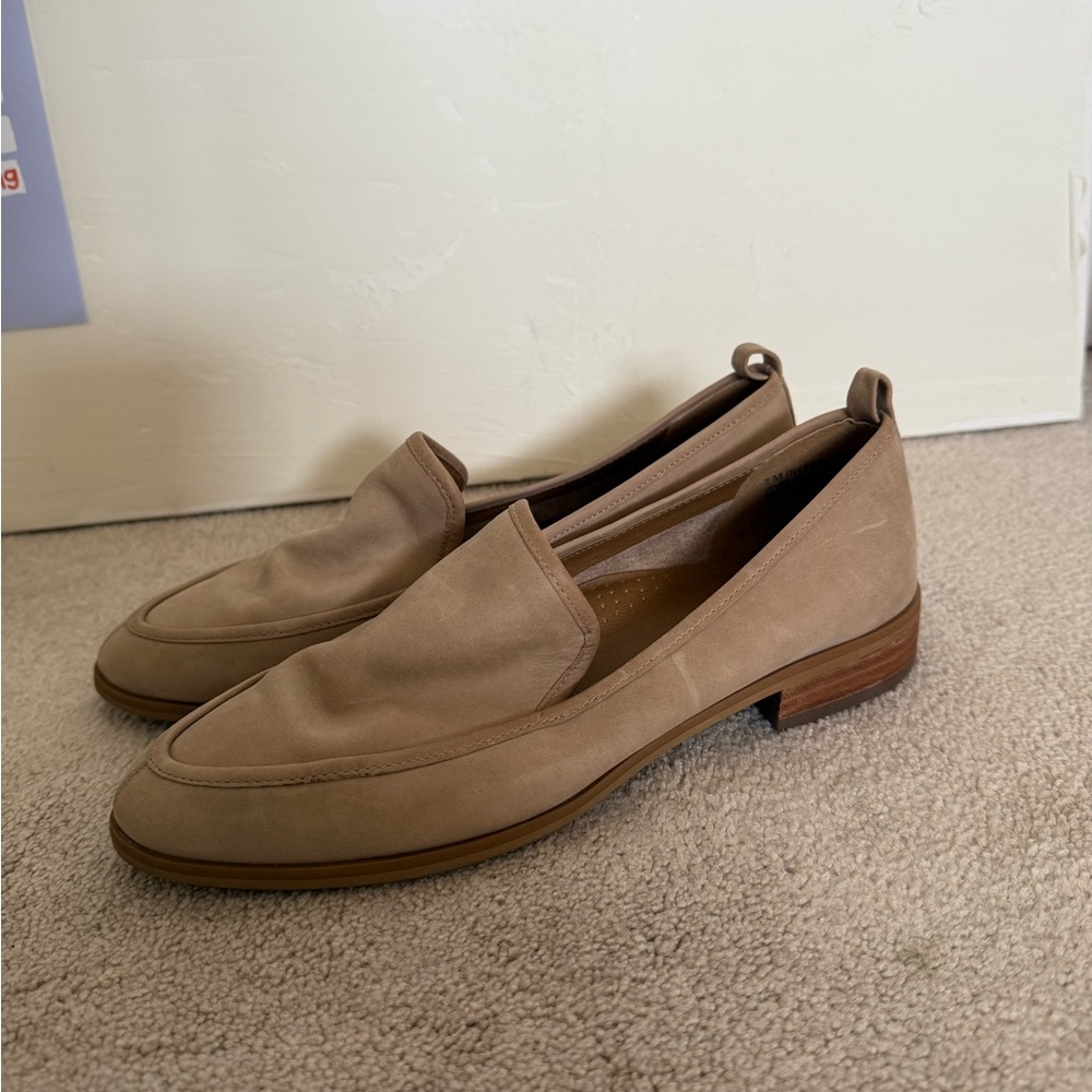 Susina Suede Leather Loafer Flat Shoes Beige